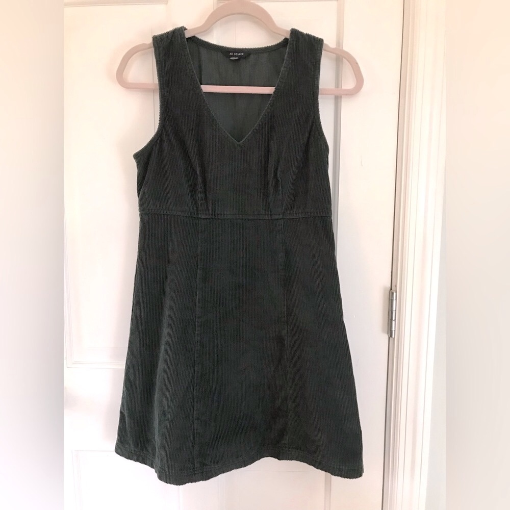 American Eagle AE Studio Hunter Green Corduroy Jumper Sheath Dress